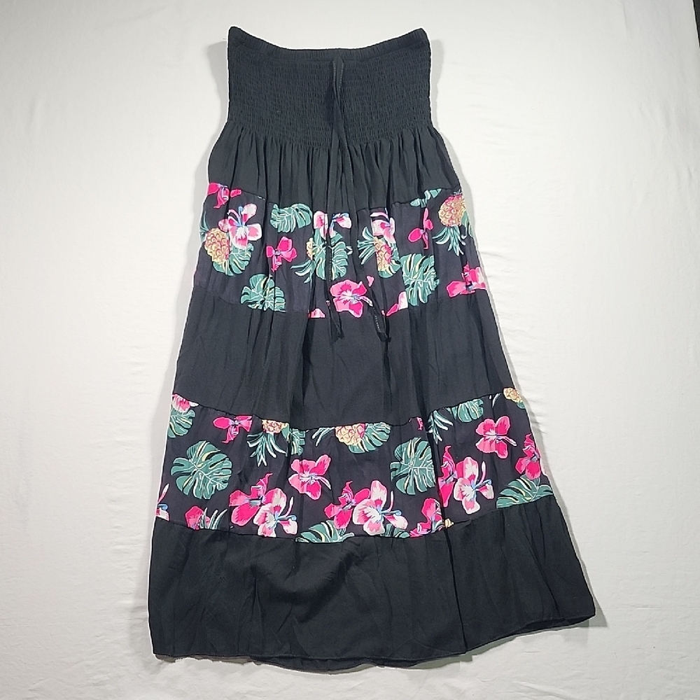Casa Donna Black And Floral Strapless Dress